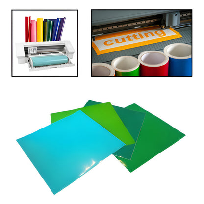 4X VINILO 12  X 12 GAMA ECO VERDES BRILLANTE CAMEO MULTICOLOR