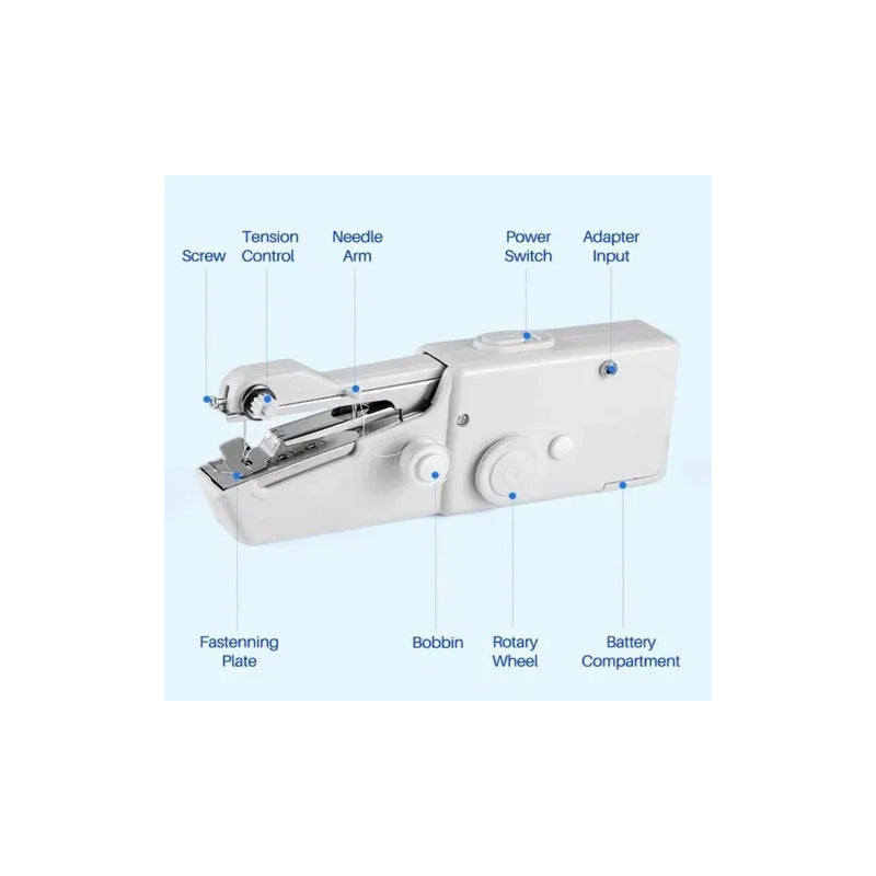 MÁQUINA COSER PORTATIL COMPACTA BATERÍA AAA SASTRERÍA BLANCO 6V