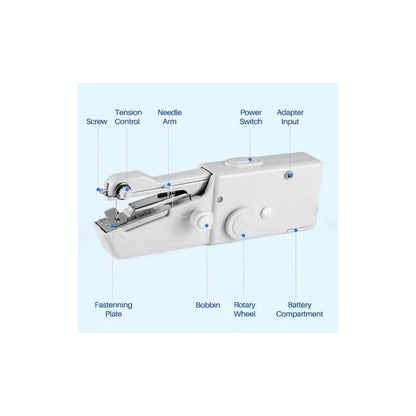 MÁQUINA COSER PORTATIL COMPACTA BATERÍA AAA SASTRERÍA BLANCO 6V