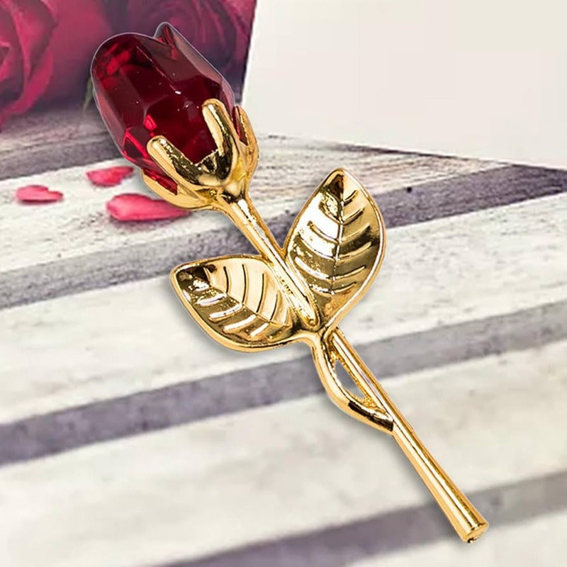 ROSA CRISTAL MINI JOYA 9CM REGALO AMOR AMISTAD BODA VALENTIN ROJO