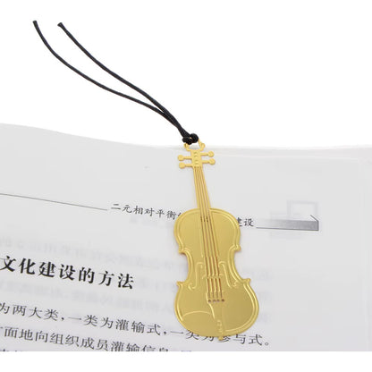 MARCA PÁGINAS VIOLIN REVISTA MÚSICA LIBRO AGENDA NOTAS PAPEL DORADO VIOLIN