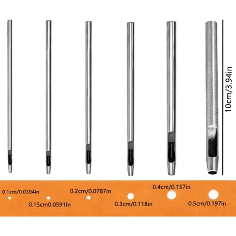 6X PUNZONES TROQUELES SACABOCADOS CUERO MARROQUINERÍA 10 CM