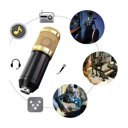 MICRÓFONO CONDENSADOR CAPACITIVO DORADO PRO 3.5MM NEGRO