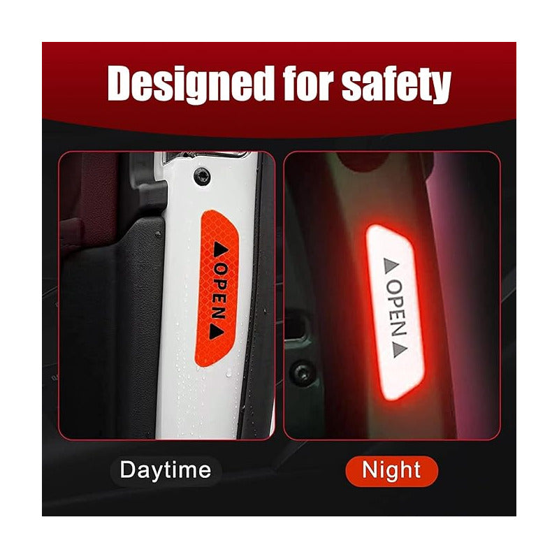 STICKER REFLECITVO PUERTAS OPEN CARRO VEHICULO NOCHE LUCES