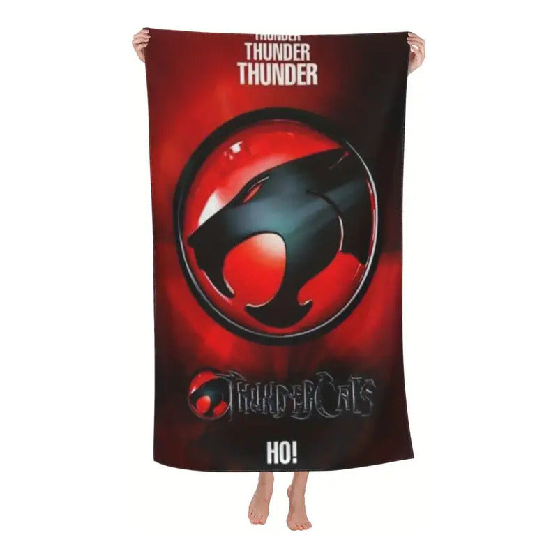 TOALLA PLAYA BAÑO LOGO THUNDERCATS 80X160 CMS NEGRO ROJO LOGO THUNDERCATS