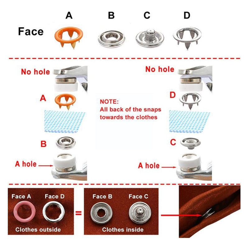 10X BOTONES PRESIÓN METÁLICOS 95MM ROPA JEAN BEBÉ MANUALIDAD COLORES MIXTOS BOTONES PRESION METAL