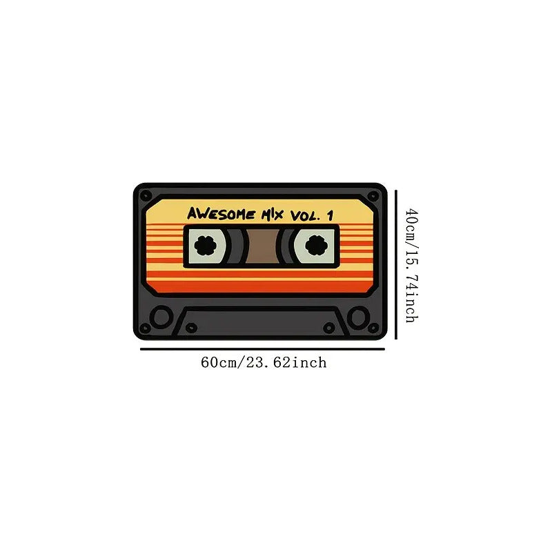 TAPETE HOGAR COCINA ENTRADA CASA DISEÑO CASSETTE MIX 40X60 60 CM 40 CM CASSETTE NEGRO/NARANJA