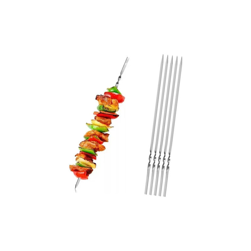 5X PINCHOS BROCHETAS BBQ ASADO ACERO INOXIDABLE CARNE