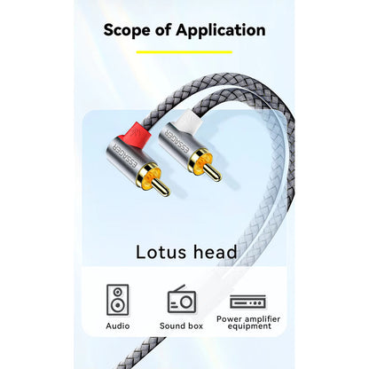 CABLE 2RCA 90° AUDIO JACK 3.5MM 3MTS ESSAGER FUNDA TRENZADA