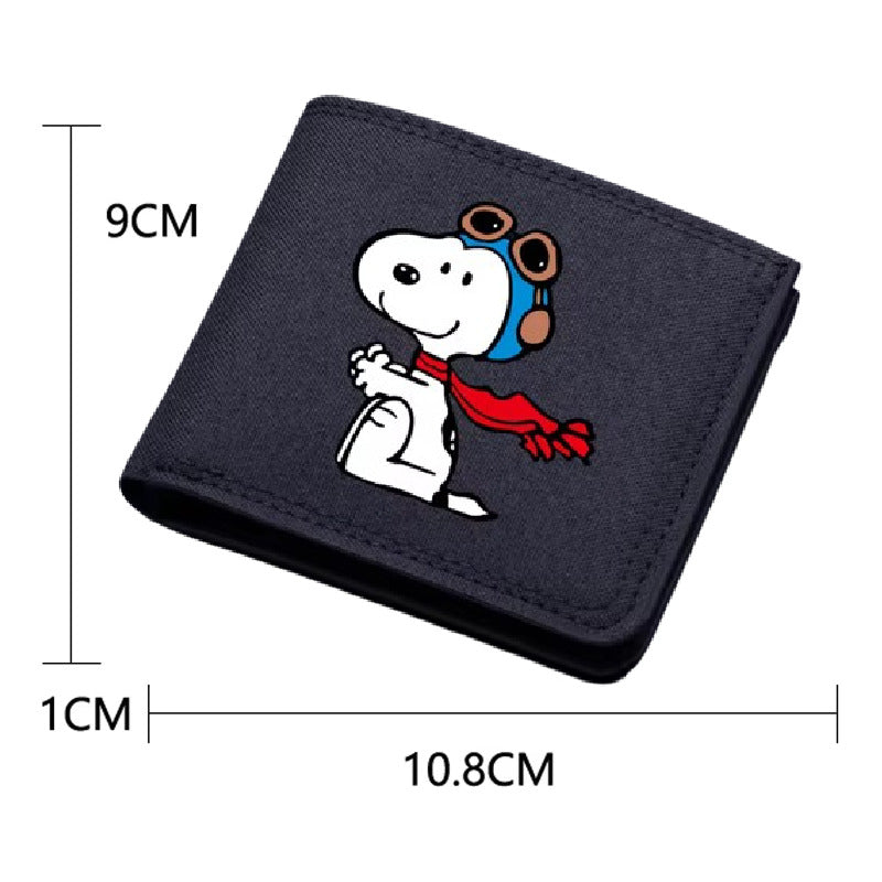 BILLETERA LONA SNOOPY NEGRA TARJETAS MONEDERO DINERO NEGRO LISO
