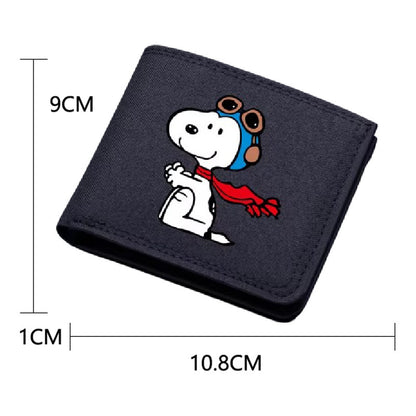 BILLETERA LONA SNOOPY NEGRA TARJETAS MONEDERO DINERO NEGRO LISO