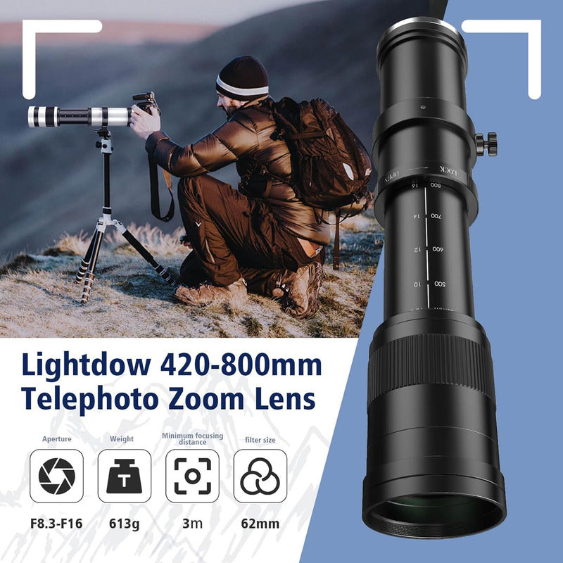 LENTE ZOOM TELEOBJETIVO F8.3 F16 420-800MM T ADAPTADOR EF MONTURA T - ADAPTADOR EF NEGRO
