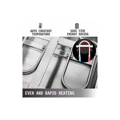 FONDUE MÁQUINA DERRETIR CHOCOLATE 6 PUESTOS COMERCIAL ACERO PLATEADO