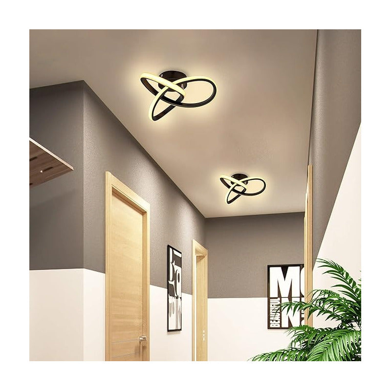 LAMPARA TECHO LUZ LED TIPO TREBOL 25W MARCO NEGRO SALA 110/220V NEGRO