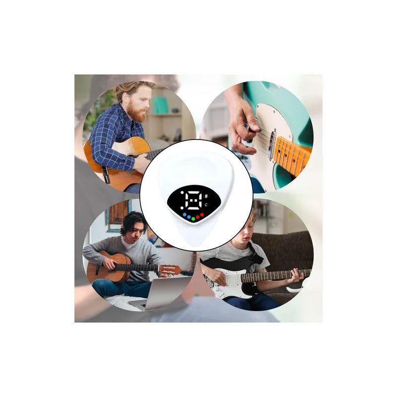 2 EN 1 PICK PÚA AFINADOR ELECTRÓNICO GUITARRA BAJO UKELELE BLANCO MEDIANO