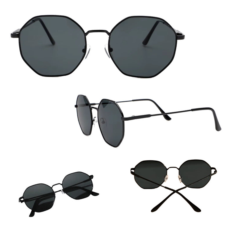 GAFAS SOL POLICARBONATO POLARIZADO REDONDAS FASHION ESTILO REDONDO NEGRO NEGRO NEGRO