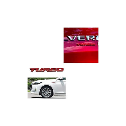 EMBLEMA TURBO METAL 3D ADHESIVO VEHÍCULO INSIGNIA LUJO ROJO