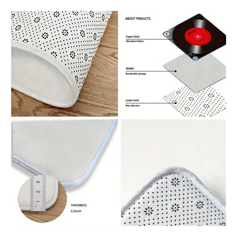 TAPETE ENTRADA TOCADISCOS CASA BAÑO COCINA ALCOBA ADORNO 60 CM 40 CM TOCADISCOS NEGRO/ROJO