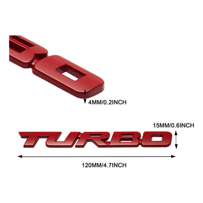 EMBLEMA TURBO METAL 3D ADHESIVO VEHÍCULO INSIGNIA LUJO ROJO