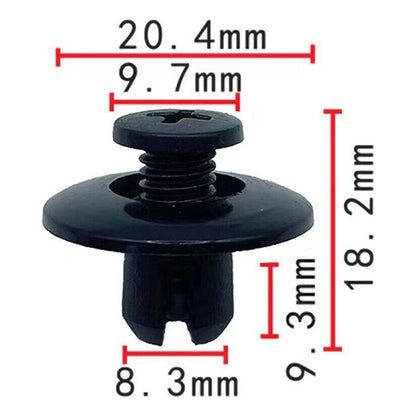 10X PIN PLÁSTICO CLIP AJUSTE AUTO REMACHE MOTOR RETENEDOR NEGRO