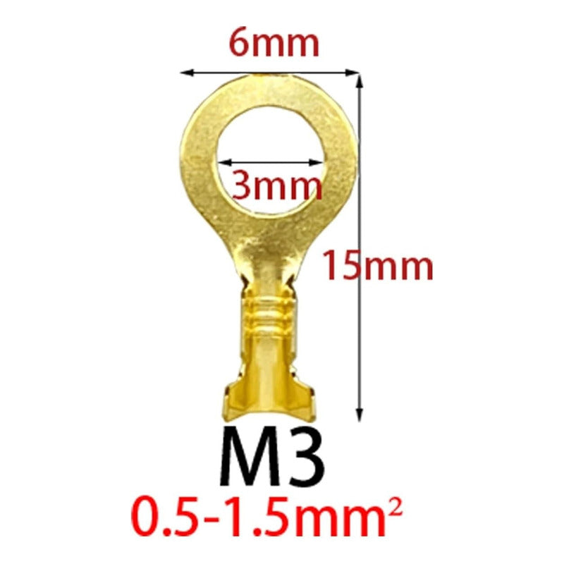 10X CONECTOR ENCRIMPADO M3 REDONDO 3MM X 6MM X 15MM CONEXION COBRE