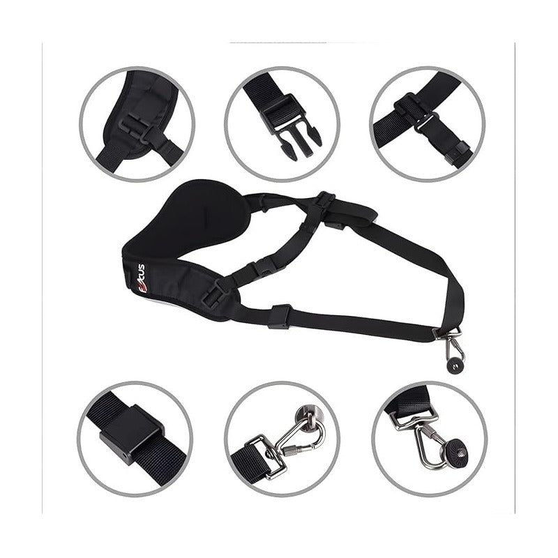 CORREA AJUSTABLE HOMBRO CAMARA DSLR PROFESIONAL ROSCA 1/4 NEGRO HOMBRO