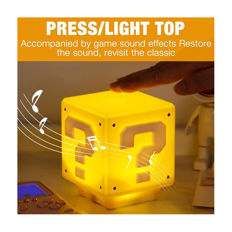 LAMPARA CUBO MARIO BROS LED USB SONIDO NIÑOS AMARILLO AMARILLO 5V