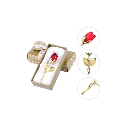 ROSA CRISTAL MINI JOYA 9CM REGALO AMOR AMISTAD BODA VALENTIN ROJO