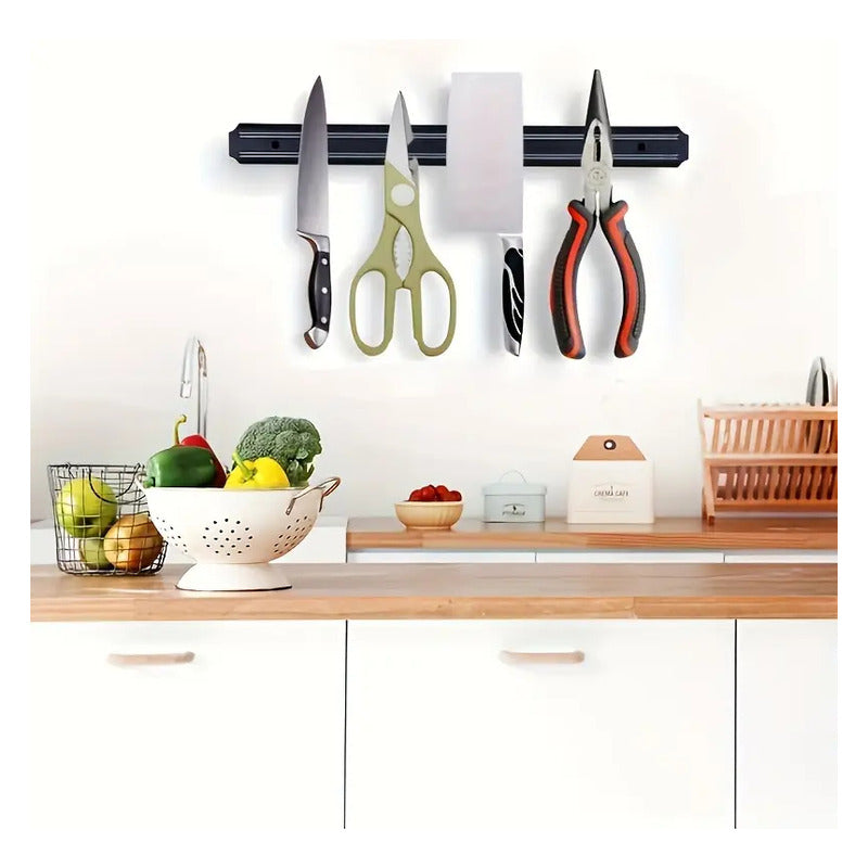 ORGANIZADOR CUCHILLOS UTENSILIOS COCINA MAGNÉTICO PARED NEGRO