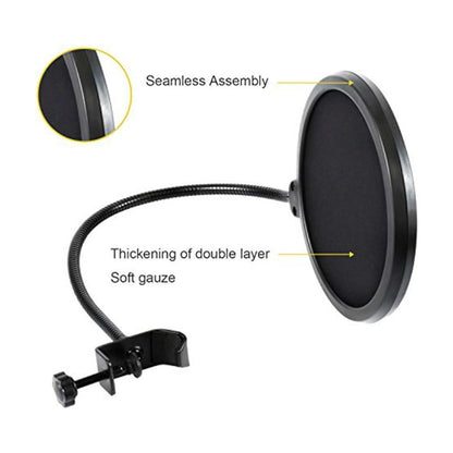 FILTRO PANTALLA ANTI-POP 15CMS SONIDO GRABACIÓN MIC PODCAST NEGRO