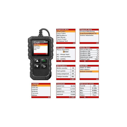 ESCANER CARRO AUTOMOVIL AUTOMOTRIZ OBD2 CR3001 SCANNER
