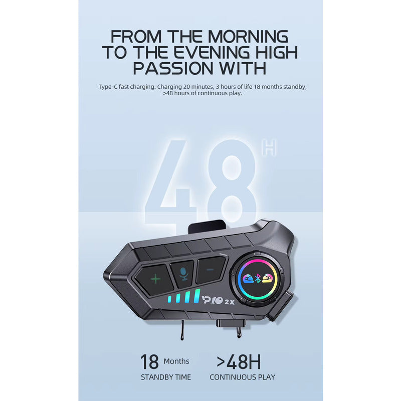 INTERCOM CASCO MOTOCICLETA BLUETOOTH DUAL RECARGABLE