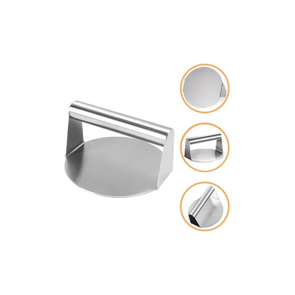 PRENSA CARNE HAMBURGUESA BISTEC ACERO INOXIDABLE ANTIADHEREN PLATEADO