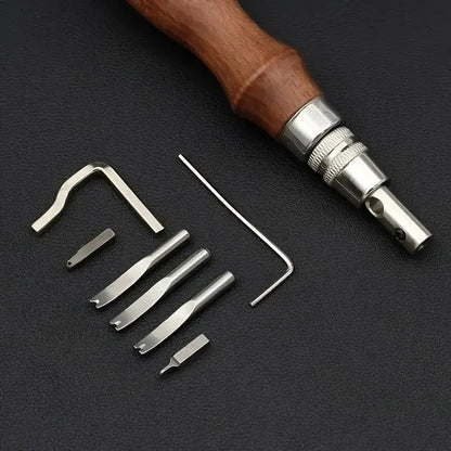 KIT HERRAMIENTAS CUERO MARROQUINERÍA 7 EN 1 ARTESANÍAS BORDÓ