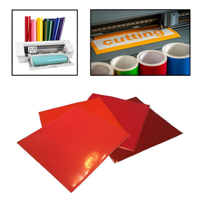 4X VINILO 12  X 12 GAMA FUEGO ROJO NARANJA BRILLANTE CAMEO MULTICOLOR