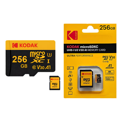 TARJETA MICRO SD KODAK 256GB ADAPTADOR A1 V30 XC C10 I3 4K