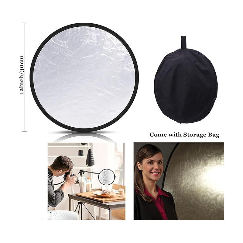 REFLECTOR PLEGABLE FOTOGRAFÍA 12 PULGADAS DORADO Y PLATEADO DORADO Y PLATEADO