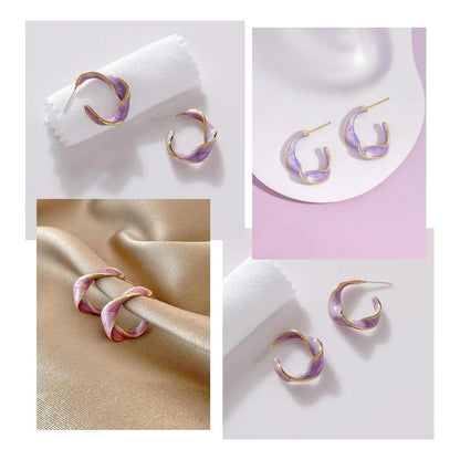 ARETES PENDIENTES TRENZADO MORADO LAVANDA LAVANDA