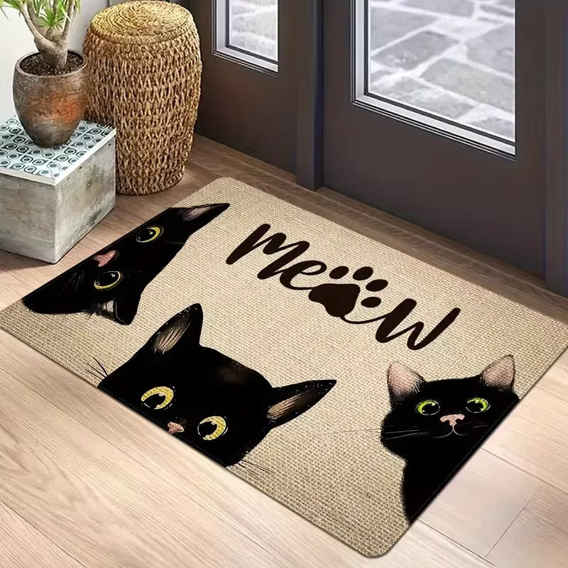 TAPETE ENTRADA CASA BAÑO COCINA ALCOBA ADORNO MASCOTA GATOS 60 CM 40 CM ANIMAL PRINT AMARILLO