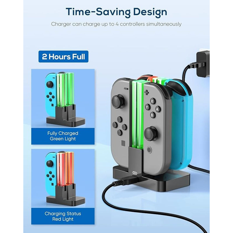 CARGADOR JOY-CON PARA NINTENDO SWITCH OLED RGB 4X ESTACIÓN