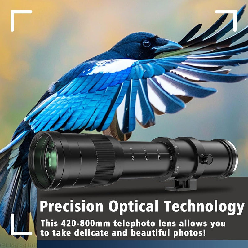 LENTE ZOOM TELEOBJETIVO F8.3 F16 420-800MM T ADAPTADOR EF MONTURA T - ADAPTADOR EF NEGRO