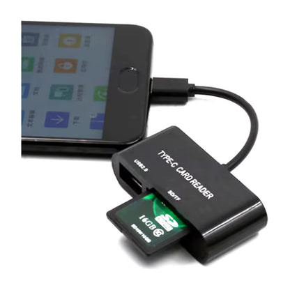 ADAPTADOR LECTOR TARJETAS OTG TIPO C - MICRO SD/TF USB 3.0 NEGRO