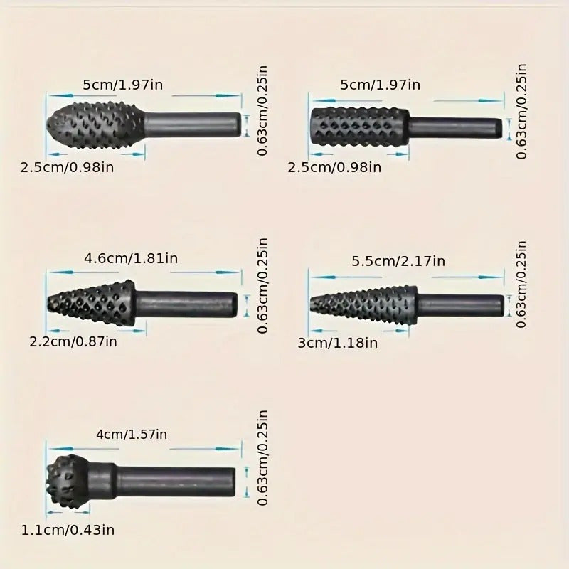 5 PCS BROCA MADERA TALLADO MARQUETERÍA CARPINTERÍA BISUTERÍA