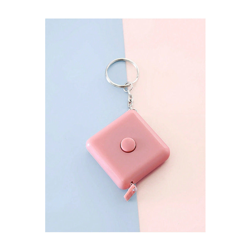 CINTA MÉTRICA CORPORAL RETRÁCTIL ROSA LLAVERO BOLSO CARTERA