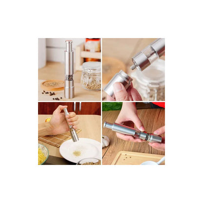 MOLEDOR TRITURADOR DISPENSADOR PIMIENTA ACERO INOXIDABLE PLATEADO