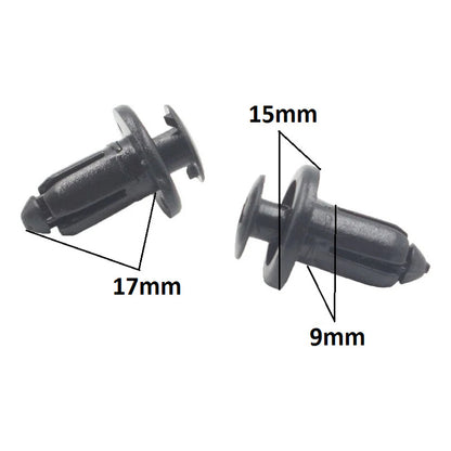 10X PIN PLÁSTICO CLIP AJUSTE AUTO RETENEDOR REMACHE MOTOR NEGRO