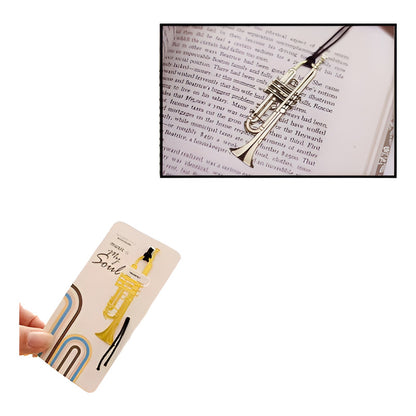 MARCAPÁGINAS TROMPETA LIBRO MÚSICA REVISTA NOTA PAPEL AGENDA DORADO TROMPETA