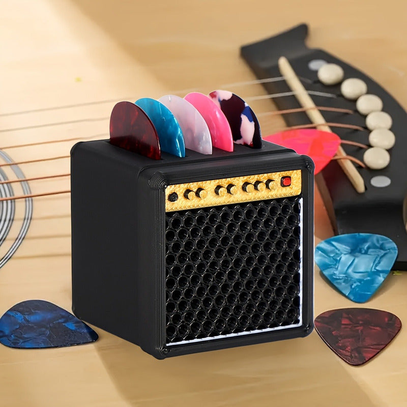 PORTA PUAS PICKS GUITARRA TIPO AMPLIFICADOR SPEAKER NEGRO SMALL