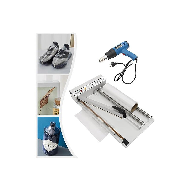 KIT MAQUINA SELLADORA PLÁSTICO + PISTOLA CALOR SET EMPRENDER 110/220V BEIGE