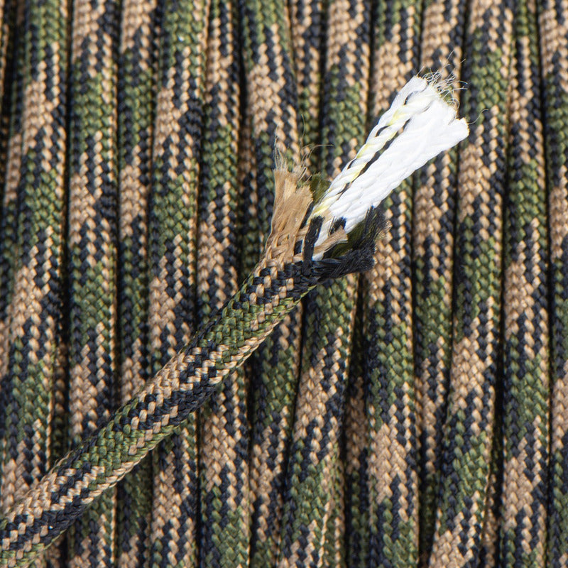 CUERDA PARACORD 7 NÚCLEOS 50 PIES | 15 MTS VERDE MILITAR CAMUFLADO